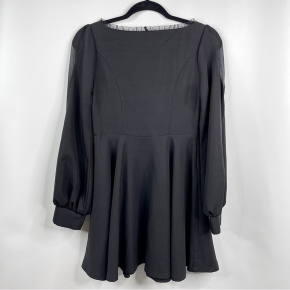 Punk Rave NEW Sexy Goth Long Sleeve Lace-Up A-Line Dress Black Square Neck Small - Picture 6 of 16